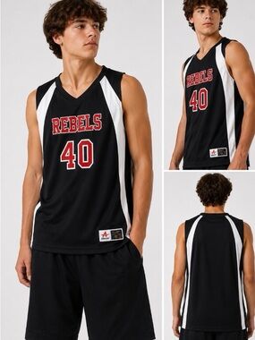 Rebels #40 Black & White Basketball Jersey XL Youth